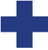 Blue cross symbol on a white background.